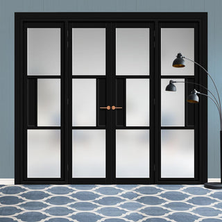 Image: Urban Ultimate® Room Divider Breda 3 Pane 1 Panel Door Pair DD6439F - Frosted Glass with Matching Sides - Colour & Size Options