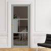 Breda 3 Pane 1 Panel Solid Wood Internal Door UK Made DD6439 - Tinted Glass - Eco-Urban® Mist Grey Premium Primed