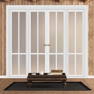 Image: Urban Ultimate® Room Divider Bronx 4 Pane Door Pair DD6315F - Frosted Glass with Matching Sides - Colour & Size Options