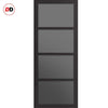 Brooklyn 4 Pane Solid Wood Internal Door UK Made DD6308 - Tinted Glass - Eco-Urban® Shadow Black Premium Primed