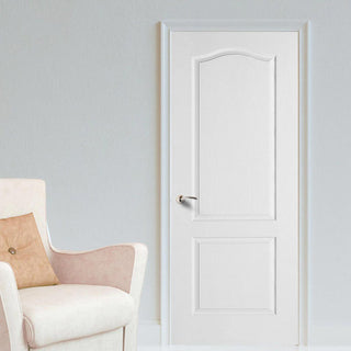 Image: OUTLET -  White Fire Door, Classical 2 Panel Door - 1/2 Hour Rated - White Primed - Door Dirty, Bad Packaging