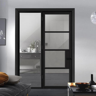 Image: BlackRoom Divider - Chelsea 4 Pane Clear Glass Prefinished Door with Full Glass Side