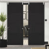 Saturn Tubular Stainless Steel Sliding Track & Chelsea 4 Panel Black Painted Double Door - Prefinished
