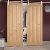 Saturn Tubular Stainless Steel Sliding Track & Coventry Contemporary Oak Panel Double Door - Unfinished