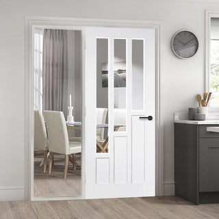Image: WhiteRoom Divider - Coventry Clear Glass Primed Door with Full Glass Side