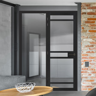 Image: Room Divider - Handmade Eco-Urban® Sheffield Door DD6312C - Clear Glass - Premium Primed - Colour & Size Options