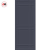 Top Mounted Black Sliding Track & Solid Wood Double Doors - Eco-Urban® Leith 9 Panel Doors DD6316 - Stormy Grey Premium Primed