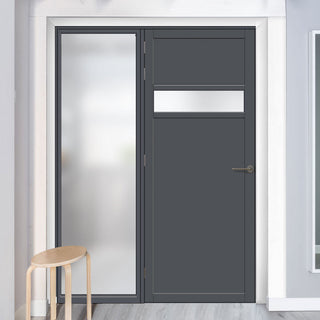 Image: Bespoke Room Divider - Eco-Urban® Orkney Door DD6403F - Frosted Glass with Full Glass Side - Premium Primed - Colour & Size Options