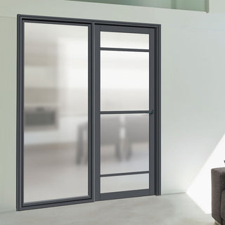 Image: Room Divider - Handmade Eco-Urban® Malvan Door DD6414F - Frosted Glass - Premium Primed - Colour & Size Options