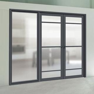 Image: Room Divider - Handmade Eco-Urban® Malvan Door Pair DD6414F - Frosted Glass - Premium Primed - Colour & Size Options