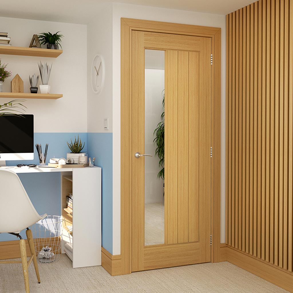 Ely Oak 1SL Internal Door - Clear Glass - Prefinished