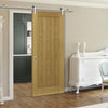 Saturn Tubular Stainless Steel Sliding Track & Ely Oak Door - Unfinished