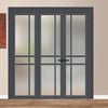 Urban Ultimate® Room Divider Glasgow 6 Pane Door Pair DD6314F - Frosted Glass with Matching Side - Colour & Size Options