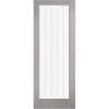 Moulded Textured Vertical 1 Light Grey Internal Door - Clear Glass Frosted Lines - Prefinished
