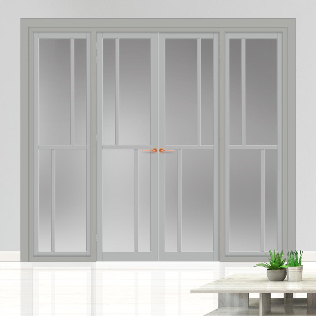 Urban Ultimate® Room Divider Hampton 4 Pane Door Pair DD6413F - Frosted Glass with Matching Sides - Colour & Size Options