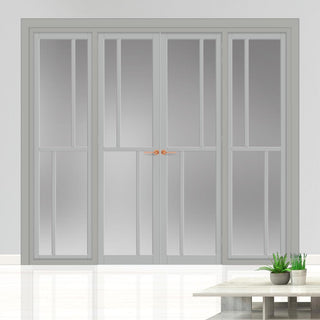 Image: Urban Ultimate® Room Divider Hampton 4 Pane Door Pair DD6413F - Frosted Glass with Matching Sides - Colour & Size Options