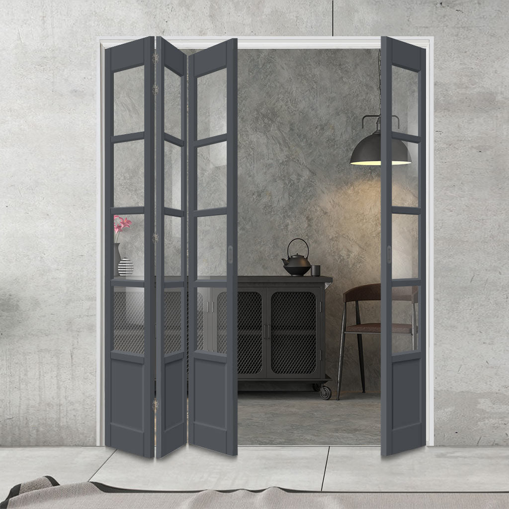 Four Folding Door & Frame Kit - Eco-Urban® Hereford 4 Pane 1 Panel DD6208C 3+1 - Clear Glass - Colour & Size Options