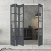 Four Folding Door & Frame Kit - Eco-Urban® Hereford 4 Pane 1 Panel DD6208C 3+1 - Clear Glass - Colour & Size Options