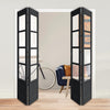 Four Folding Door & Frame Kit - Eco-Urban® Hereford 4 Pane 1 Panel DD6208C 2+2 - Clear Glass - Colour & Size Options