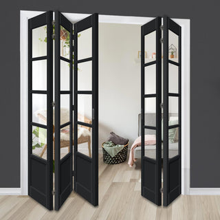 Image: Five Folding Door & Frame Kit - Eco-Urban® Hereford 4 Pane 1 Panel DD6208C 3+2 - Clear Glass - Colour & Size Options