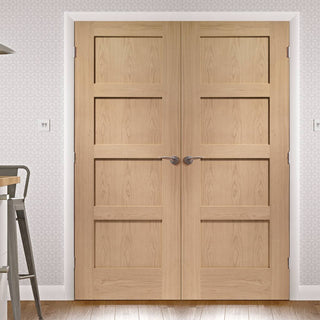 Image: Shaker Oak 4 Panel Door Pair