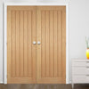 LPD Joinery Mexicano Oak Fire Door Pair - Vertical Lining - 30 Minute Fire Rated