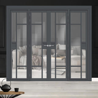 Image: Urban Ultimate® Room Divider Jura 5 Pane 1 Panel Door Pair DD6431C with Matching Sides - Clear Glass - Colour & Height Options