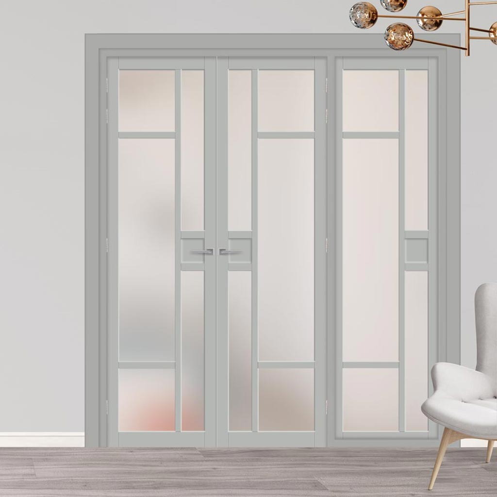 Urban Ultimate® Room Divider Jura 5 Pane 1 Panel Door Pair DD6431F - Frosted Glass with Matching Side - Colour & Size Options