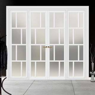 Image: Urban Ultimate® Room Divider Kochi 8 Pane Door Pair DD6415F - Frosted Glass with Matching Sides - Colour & Size Options