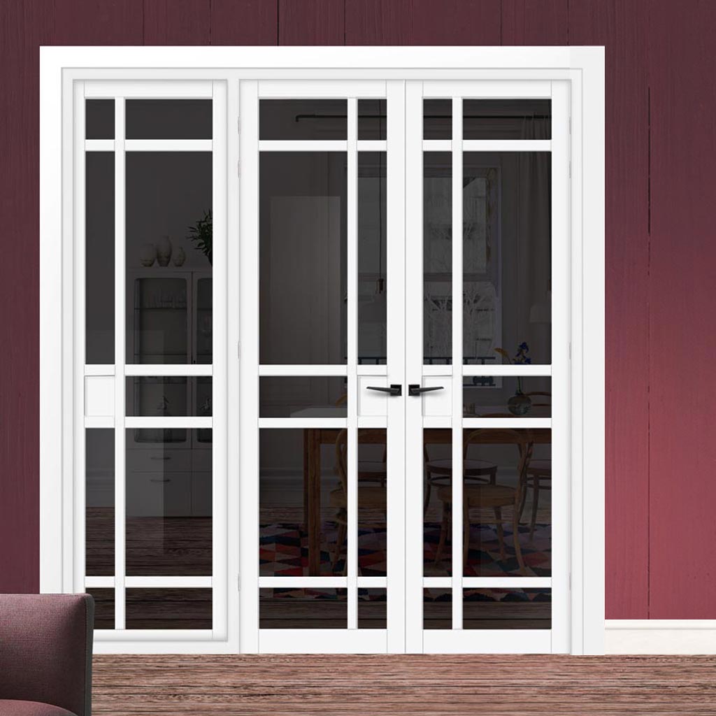 Urban Ultimate® Room Divider Leith 9 Pane Door Pair DD6316T - Tinted Glass with Matching Side - Colour & Size Options