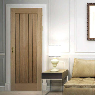 Image: OUTLET - Mexicano Oak Door - Vertical Lining - No Damage