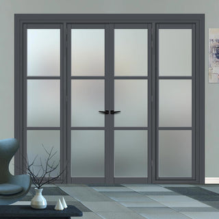 Image: Urban Ultimate® Room Divider Manchester 3 Pane Door Pair DD6306F - Frosted Glass with Matching Sides - Colour & Size Options