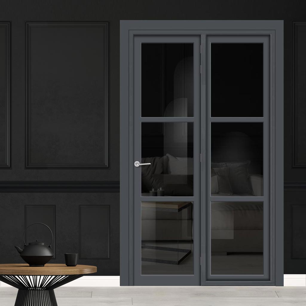 Urban Ultimate® Room Divider Manchester 3 Pane Door DD6306T - Tinted Glass with Matching Side - Colour & Size Options