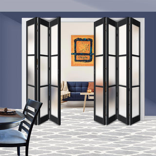 Image: Seven Folding Door & Frame Kit - Eco-Urban® Manchester 3 Pane DD6203F 4+3 - Frosted Glass - Colour & Size Options