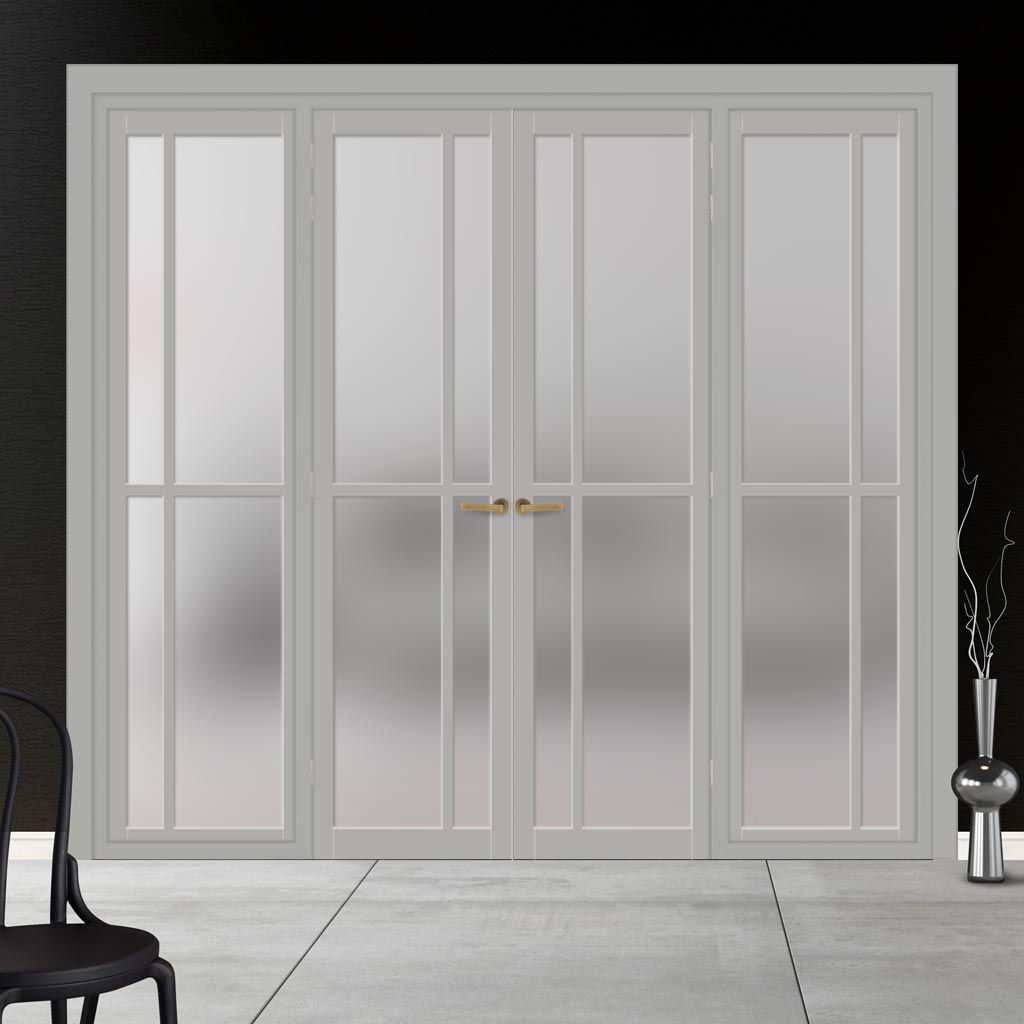 Urban Ultimate® Room Divider Marfa 4 Pane Door Pair DD6313F - Frosted Glass with Matching Sides - Colour & Size Options