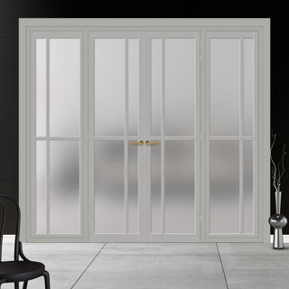 Image: Urban Ultimate® Room Divider Marfa 4 Pane Door Pair DD6313F - Frosted Glass with Matching Sides - Colour & Size Options