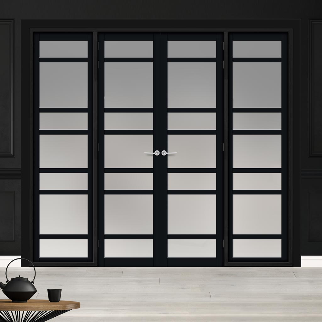 Urban Ultimate® Room Divider Metropolitan 7 Pane Door Pair DD6405F - Frosted Glass with Matching Sides - Colour & Size Options
