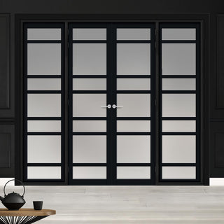 Image: Urban Ultimate® Room Divider Metropolitan 7 Pane Door Pair DD6405F - Frosted Glass with Matching Sides - Colour & Size Options