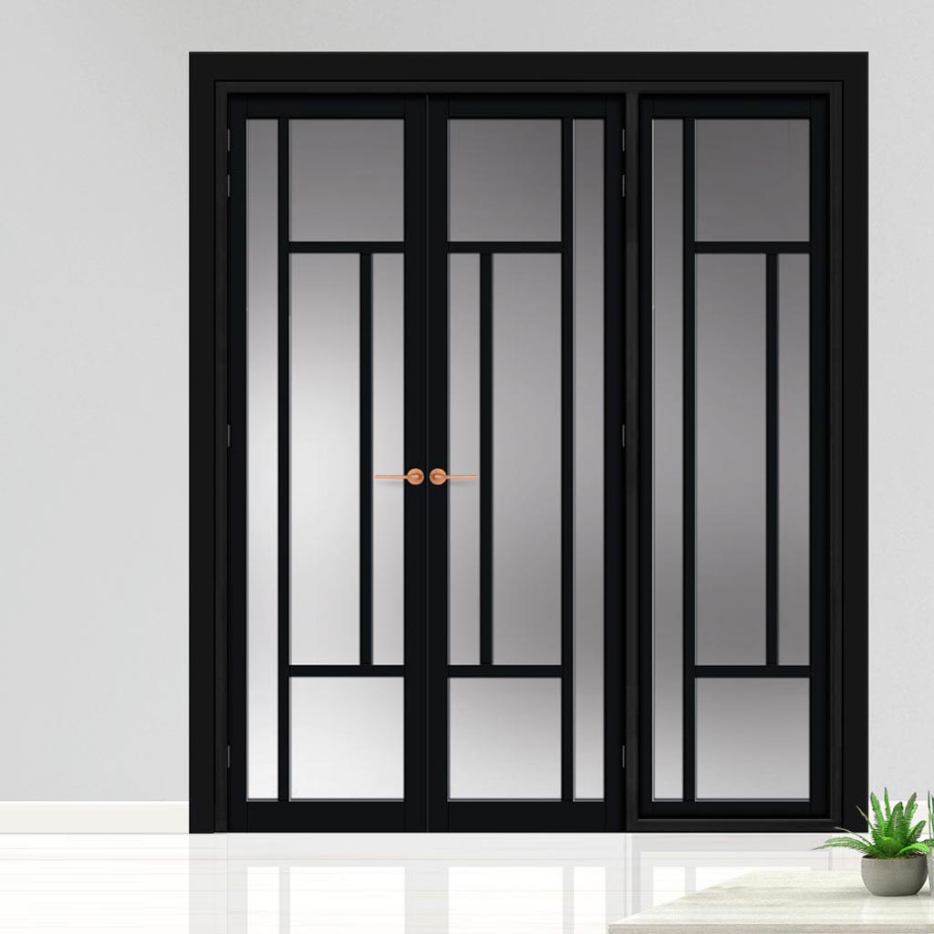 Urban Ultimate® Room Divider Morningside 5 Pane Door Pair DD6437F - Frosted Glass with Matching Side - Colour & Size Options