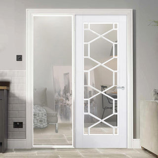 Image: WhiteRoom Divider - Orly Clear Glass Primed Door with Full Glass Side