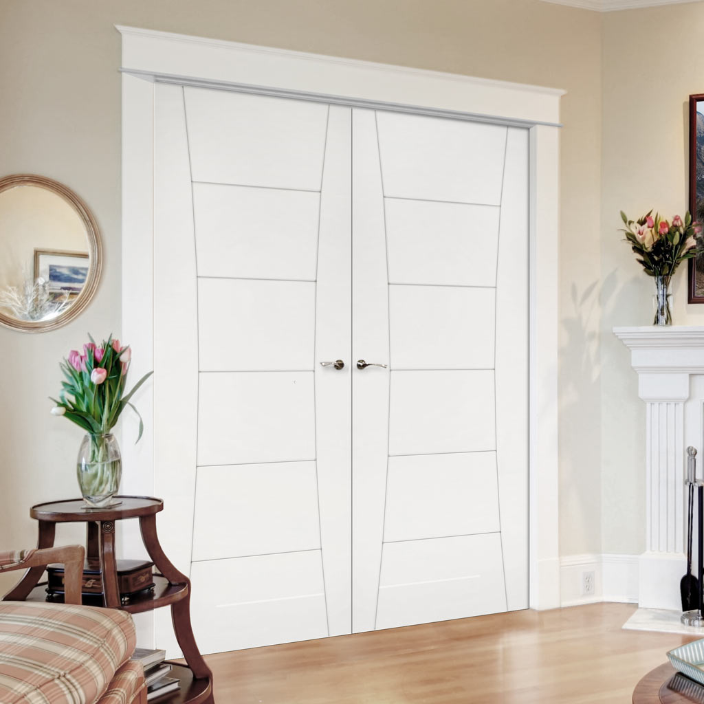 Bespoke Pamplona White Primed Flush Internal Door Pair