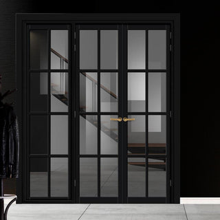 Image: Urban Ultimate® Room Divider Perth 8 Pane Door Pair DD6318T - Tinted Glass with Matching Side - Colour & Size Options