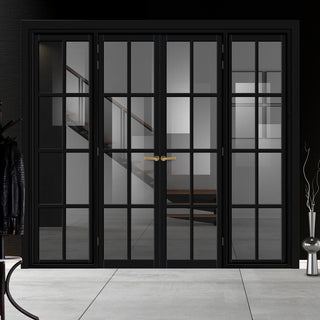 Image: Urban Ultimate® Room Divider Perth 8 Pane Door Pair DD6318T - Tinted Glass with Matching Sides - Colour & Size Options