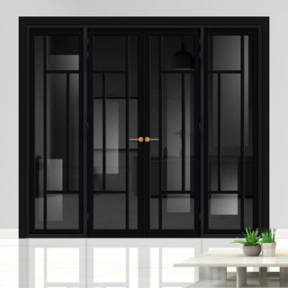 Image: Urban Ultimate® Room Divider Portobello 5 Pane Door Pair DD6438T - Tinted Glass with Matching Sides - Colour & Size Options