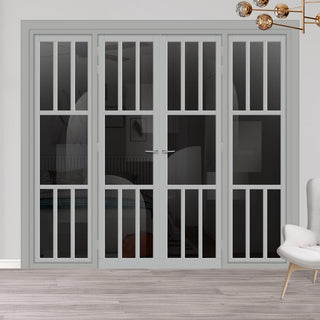 Image: Urban Ultimate® Room Divider Queensland 7 Pane Door Pair DD6424T - Tinted Glass with Matching Sides - Colour & Size Options