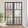 Eco-Urban Queensland 7 Pane Solid Wood Internal Door Pair UK Made DD6424SG Frosted Glass - Eco-Urban® Stormy Grey Premium Primed