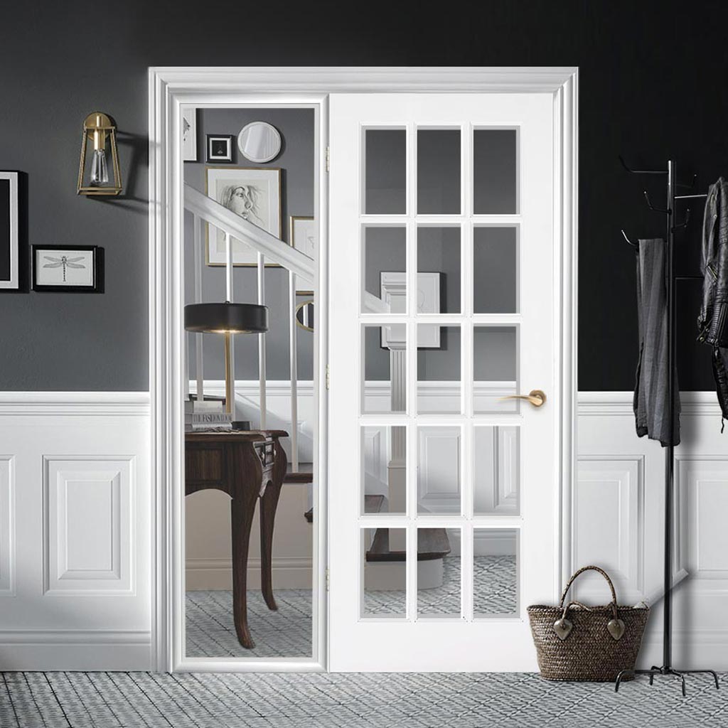WhiteRoom Divider - SA 15L Clear Glass Primed Door with Full Glass Side