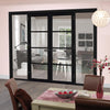 Room Divider - Soho 4 Pane Charcoal Clear Glass - Prefinished Door Pair with Full Glass Sides