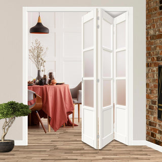 Image: Three Folding Door & Frame Kit - Eco-Urban® Staten 3 Pane 1 Panel DD6207F 3+0 - Frosted Glass - Colour & Size Options