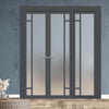 Urban Ultimate® Room Divider Suburban 4 Pane Door Pair DD6411F - Frosted Glass with Matching Side - Colour & Size Options
